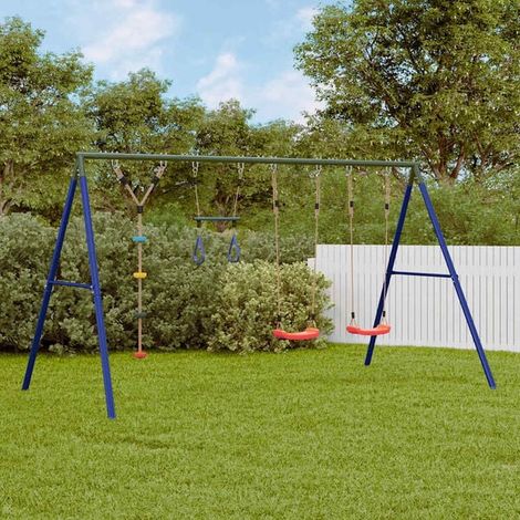 Balançoire enfant : Jeu extérieur de balançoire, trapèze échelle et corde à disque jeu extérieur enfant, aire de jeu jardin, balançoire enfant , pour jardin, usage domestique , enfant 3-8 ans (1/5)