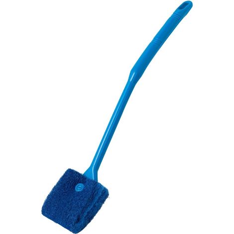 Brosse de nettoyage éponge double face à long manche pour aquariums - convient aux aquariums en verre et aux cuisines domestiques (bleue) (1/5)