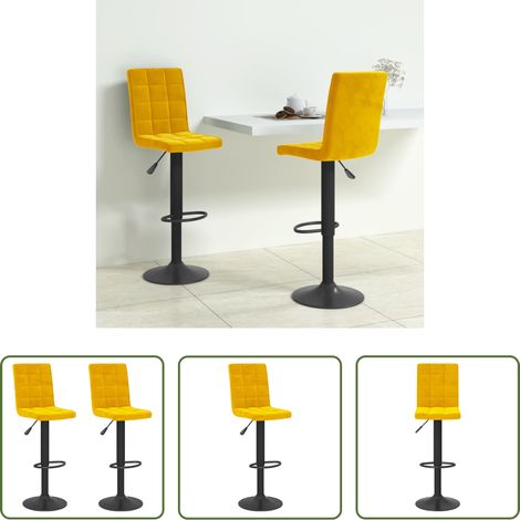 Tabouret de bar - Tabourets de bar lot de 2 jaune moutarde velours (1/5)