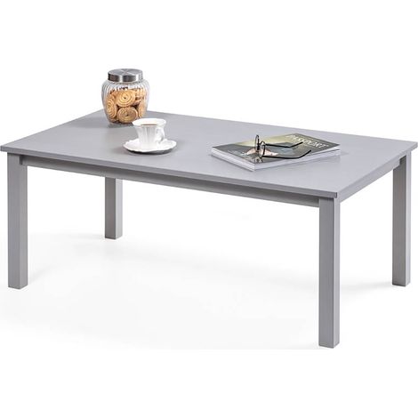 Tavolino da salotto in legno Massello verniciato Grigio chiaro - 110 x 60 x 45 h. cm