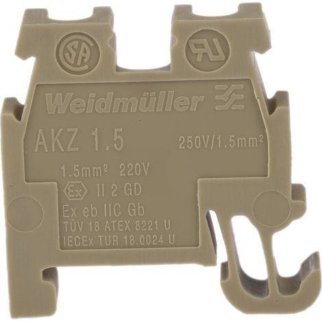 Bloc de jonction rail DIN Weidmuller AKZ, 1.5mm², A visser, Marron ( Prix pour Paquet de 10 )