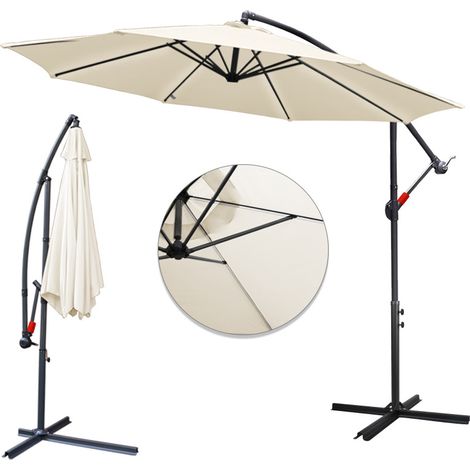 SWANEW 360° drehbare Ampelschirm Ø300cm Sonnenschirm mit Kurbelschirm UV40+ Gartenschirm Marktschirm Beige (1/5)