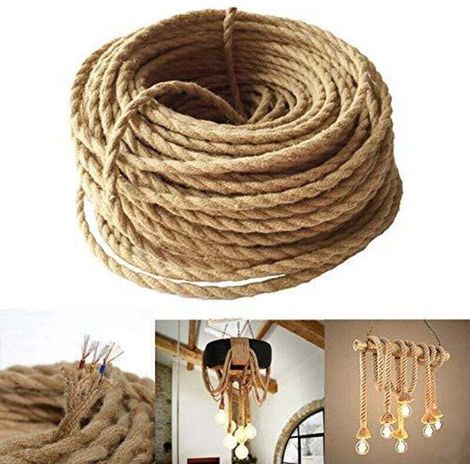 LED Lighting Fil de lin électrique à 3 conducteur, 3x 0.75mm² Câble Cordon d\'alimentation 10M Rétro Tressé Industriel Corde pour lampes Suspension accessoires DIY (1/4)