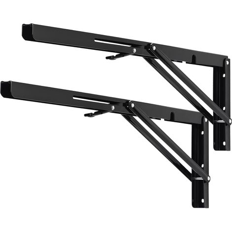 Équerres Étagères Pliable 550mm,Équerres Pliantes Support Console Pliable Charge Maximale 150KG Robuste Brace de Tablette Flottants Pour Garage Cuisine Chambre, Noir, avec Vis (1/5)