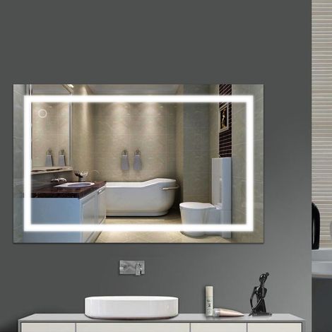Aqrau 23W Mural Miroir LED Lampe de Miroir Éclairage pour Salle de Bain Miroir Lumineux Moderne 1000×600MM Blanc Naturel 6000K