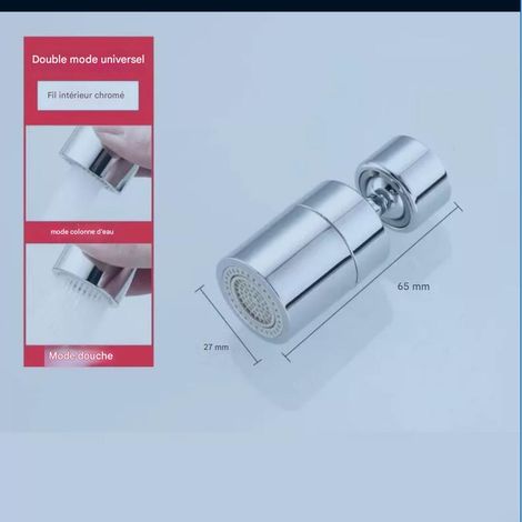 Aérateur de robinet rotatif universel - 2 modes de jet - Anti-éclaboussures (1/5)