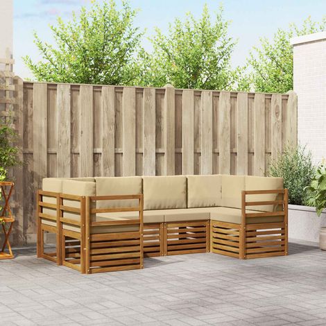 Ecksofa Set mit Kissen 6 pcs Natur Massivholz Akazie (1/5)