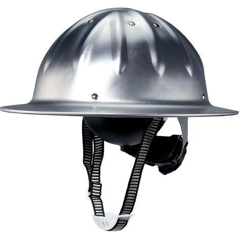 Casque de sécurité rigide en aluminium à bord complet avec suspensions à cliquet, capuchon de sécurité argenté, taille unique (1/5)