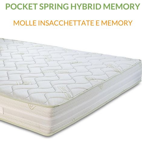 EVERGREENWEB - Materasso Matrimoniale 140x190 a Molle INSACCHETTATE Indipendenti e MEMORY FOAM MED Alto 23 cm Ortopedico Lastra 7 Zone Extra Comfort Rivestimento Tessuto Anallergico Silver - OFFERTA (1/5)
