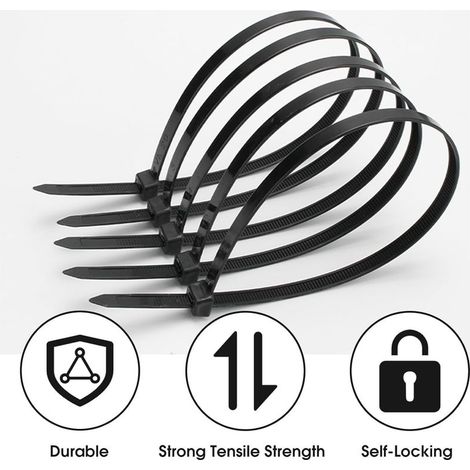 100 Pièces Attaches Cable avec Embase de Serre Cables et Vis, 200 mm Autobloquantes Fixations Électriques Collier de Serrage en Nylon pour Organiser Câbles, Réutilisables et Réglables