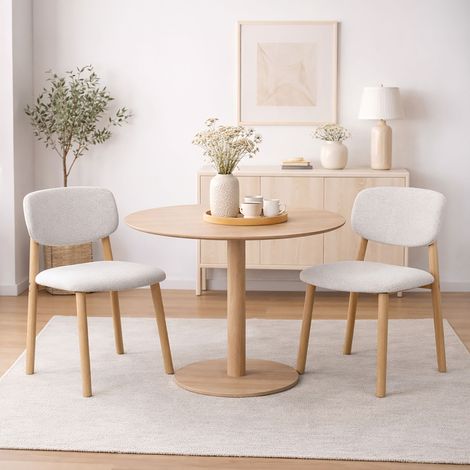 Lot de 2 chaises 49x53x76 cm gris clair et naturel (1/5)