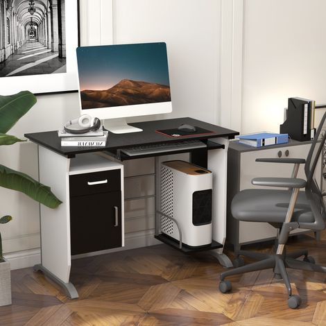 Bureau informatique design en mdf 100 L x 52 I x 75H cm noir et blanc