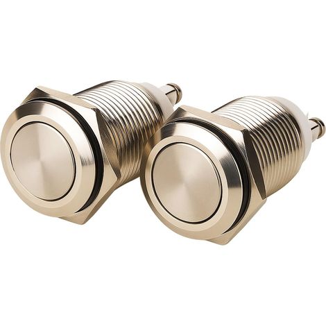 2pcs 16mm 5A/12V/24V/125V/250V Verrouillage Interrupteur à Bouton Poussoir à Vis en Acier Inoxydable Interrupteur Etanche à l'eau(Tête Plate) (1/5)