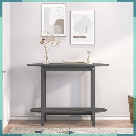 822299 Table console Gris 110x40x80 cm Bois massif de pin (1/5)