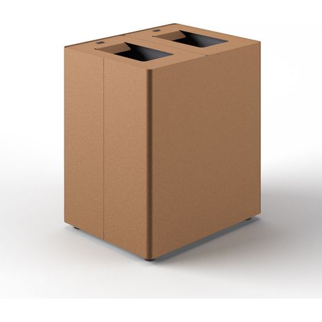 Pattumiera a 2 Scomparti Totale 90 L 56x44x 63 cm con Contenitori Interni in Acciaio Verniciato Corten
