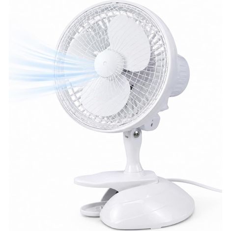 Ventilateur de table silencieux (30 cm) avec fonction pivotante à 90°, design portable, 3 niveaux de puissance, répartition uniforme de l'air pour une fraîcheur agréable (ventilateur avec clip Ø 16 cm (1/5)