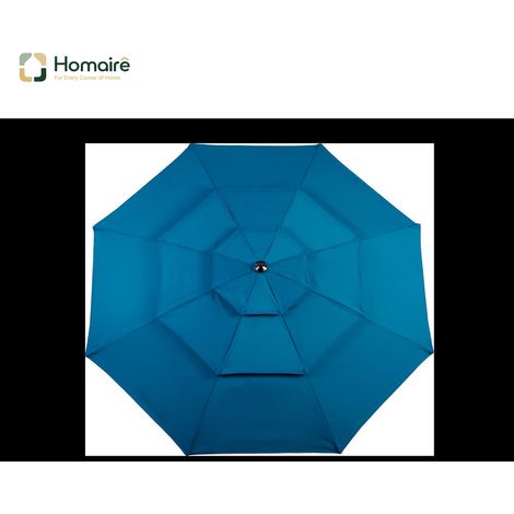 HOMAIRE Parasol Aluminium 3 Tiers 3m Inclinaison Automatique Bleu Foncé