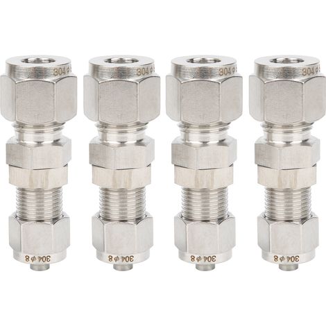 Raccord à compression en 4 parties, connecteur traversant à 2 contacts, acier inoxydable 304, Ф8x5 (1/5)