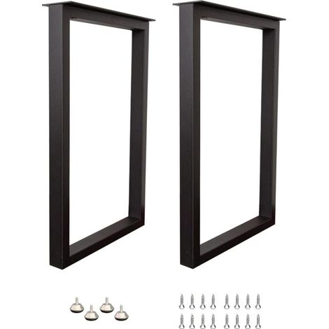 Lot de 2 Pieds de Table carrés de 71,1 cm, Pieds de Banc Industriel, Pieds de Table personnalisés, Pieds de Meubles (71,1 cm, Noir) (1/5)