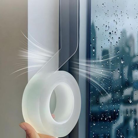 2rouleau de ruban isolant autocollant pour fenêtres et portes 5cmx10m, ruban imperméable, ruban imperméable pour fenêtres en hiver, isole du bruit, de la poussière et de l'air froid (1/5)