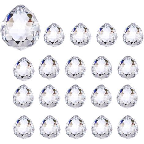 Boules de Cristal,20 Pièces Attrape-Soleil Transparents de 20 mm,Prismes Scintillants à Suspendre,Boule de Cristal Clair pour Décoration de Fenêtre,Artisanat,Mariage,Décoration (1/5)