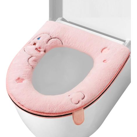 Dickere WC-Sitzbezüge, WC-Sitzbezug, WC-Sitze, WC-Sitzkissen mit Griff und Reißverschluss, waschbar und mit allen Sitzen kompatibel (Kaninchenmuster)