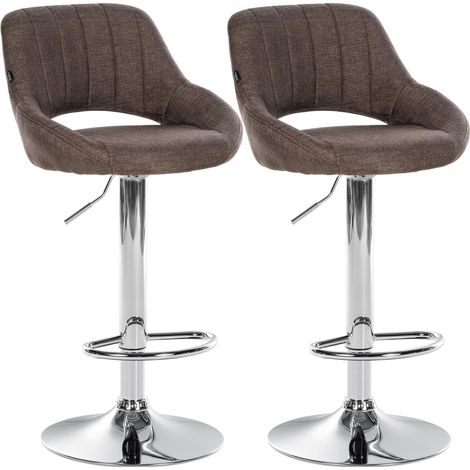 Lot de 2 tabourets de bar Milet en tissu Marron