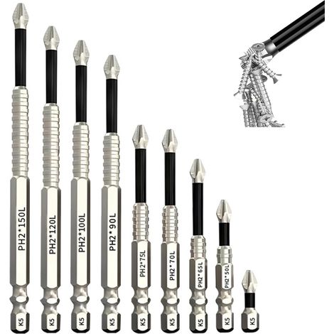 Stück magnetische Schraubendreher-Bits, langer Schraubendreher-Bit, Multifunktions-Torx-Schraubendreher, 25/50/65/70/75/90/100/120/150 cm, rutschfeste Torx-Bits für elektrische Bohrmaschine (1/5)