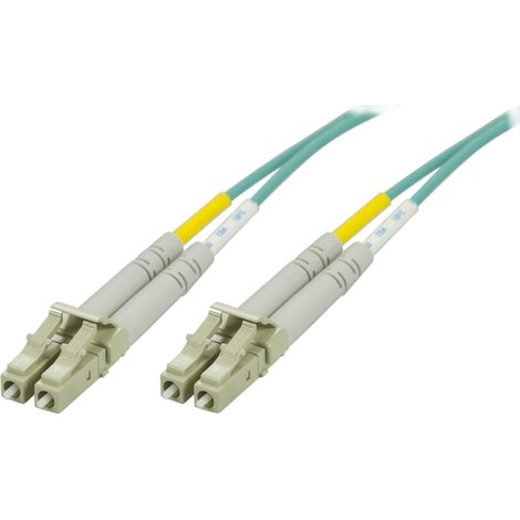Jarretière fibre optique OM3, LC-LC, duplex, multimode, 50/125, 1 m, pour liaison et raccordement de réseau fibre optique (1/3)