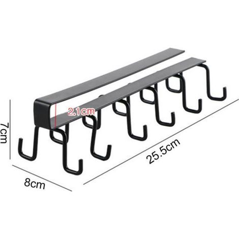Support de Suspension - Metal - 25,5 x 8 x 7 cm - 12 Crochets - Sans Perçage - Cuisine Salle de Bain Chambre - 1 Pièce (1/4)