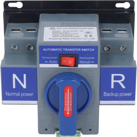 Commutateur de transfert automatique double alimentation, type disjoncteur 2 pôles, mini-commutateur, 230 V CA, pour installations photovoltaïques domestiques, 63 A (1/5)