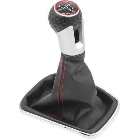 Pommeau de levier de vitesses 5 vitesses pour VW Golf 4 – Soufflet en cuir noir rouge – Ø 12 mm – Installation plug-play facile - GOLF 4 IV (1/5)