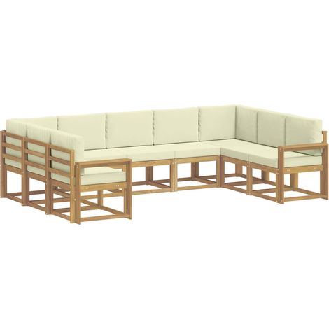 Set di divani da esterno con cuscino 9 pcs Bianco e Crema vidaXL
