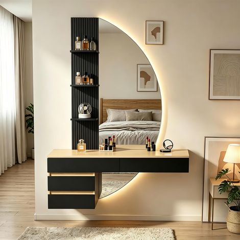 Coiffeuse avec Éclairage et Miroir – Coiffeuse Murale Moderne avec Lumière LED, Miroir HD Dimmable (1/5)