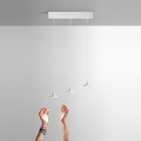 HELENA S/3 - SOSPENSIONE COLORE BIANCO LINEARE A 3 LUCI LED 3000K 920LM 16,5W (1/3)
