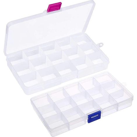 Boîte en plastique avec séparateurs, lot de 2, petite boîte de rangement ajustable pour cadeaux (1/5)