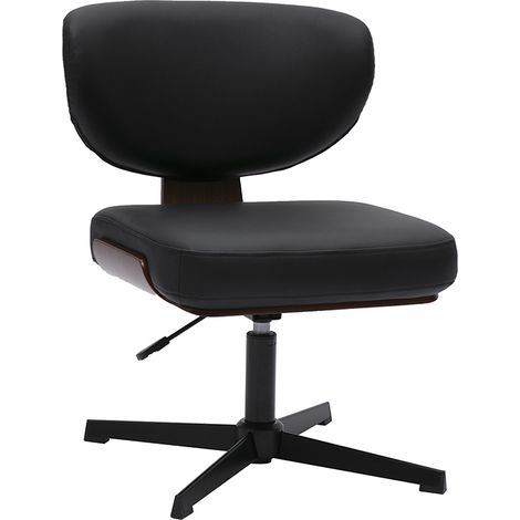 Chaise de bureau noire et bois foncé noyer HANZ