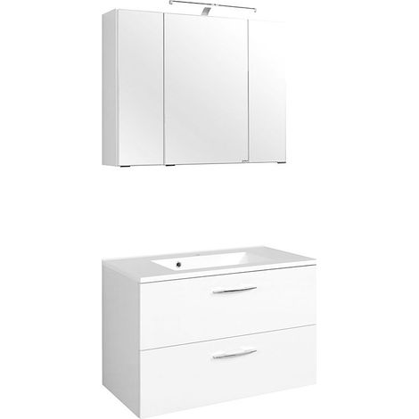 Waschtisch & Spiegelschrank Set BERGAMO-03, weiß, B x H x T ca.: 80 x 200 x 48cm (1/5)