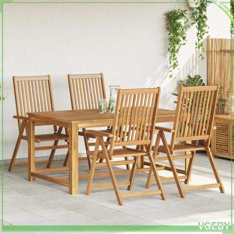 Chaise de jardin - FAFEICY - Chaise pliante vintage - Bois d'acacia massif - Réglable 5 positions - Lot de 4 (1/5)