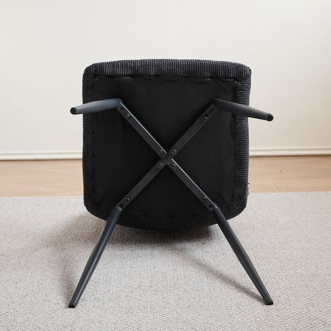 Wokaka Lot de 6 chaises - Chaises desalle à manger - Velours côtelé - Style vintage - Noir