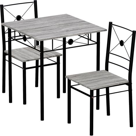 Roslyn 2 Seater Dining Set Table And Chairs Dining Furniture, Grey (1/5)