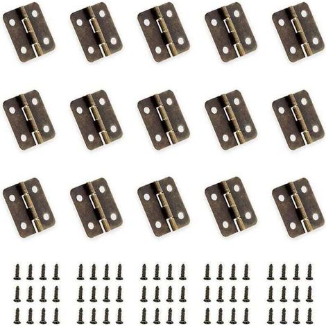 50 Charnières Pliantes Miniatures Bronze Antique avec 200 Clous pour Boîte Bois Bijoux Armoire (1/4)