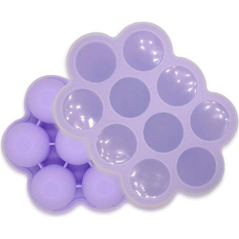 Plateau de congélation en silicone pour bébé avec couvercle, récipient de conservation pour 10 portions pour purées de légumes et de fruits et lait maternel (violet) (1/5)