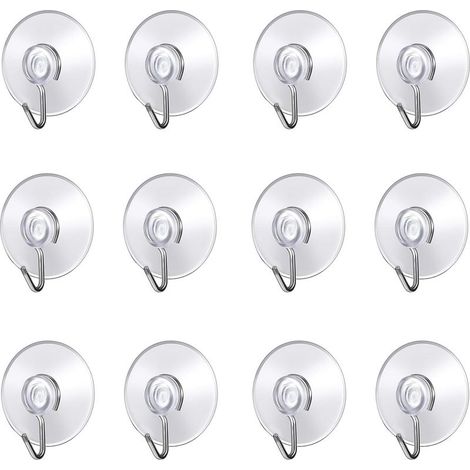 Wall Hook with Suction Cup, Small Plastic Suction Cups with Round Hook for Bathroom and Kitchen, Suction Cup Hook (24) (1/5)