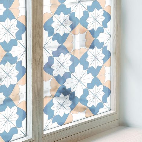 Klebefolie 50x146 cm Dekorfolie Blickdicht Folie für Schlafzimmer Sichtschutz Fenster Milchglas PVC Dekorativ Selbstklebend Symmetrische Muster