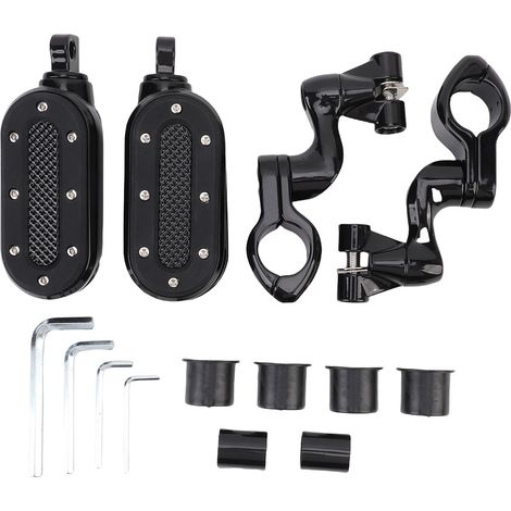 Pied réglable de cheville d'autoroute de moto avec repose-talon rabattable pour tige de protection de moteur de 1.25 pouces (1/5)