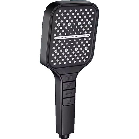 Pommeau de douche économique en eau, 7 jets, effet pluie avec bouton d'arrêt, réglage à une main et buse en silicone anti-blocage, grand pommeau de douche, pression accrue (1/5)