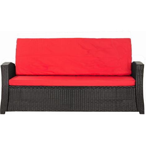 Coussins de canapé meubles de jardin en résine tressée Rouge, Coussins balançoire d'extérieur 110x60x50cm Coussin pour banquette 2 places-Slim (1/4)