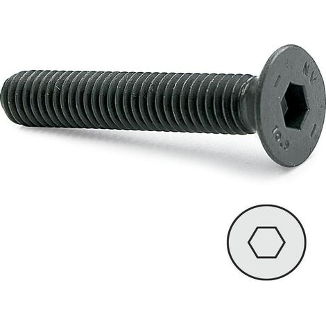 tornillo rosca metal allen din 7991 negro metrica m-5 largo 30mm