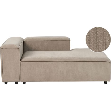 Chaise longue in velluto a coste poliestere tortora lato destro gambe nere imbottite Ardal (1/5)